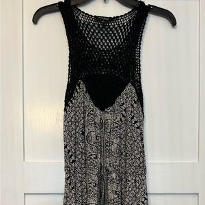 Lucky Brand Black and Cream Crochet Top Dress in Size Small